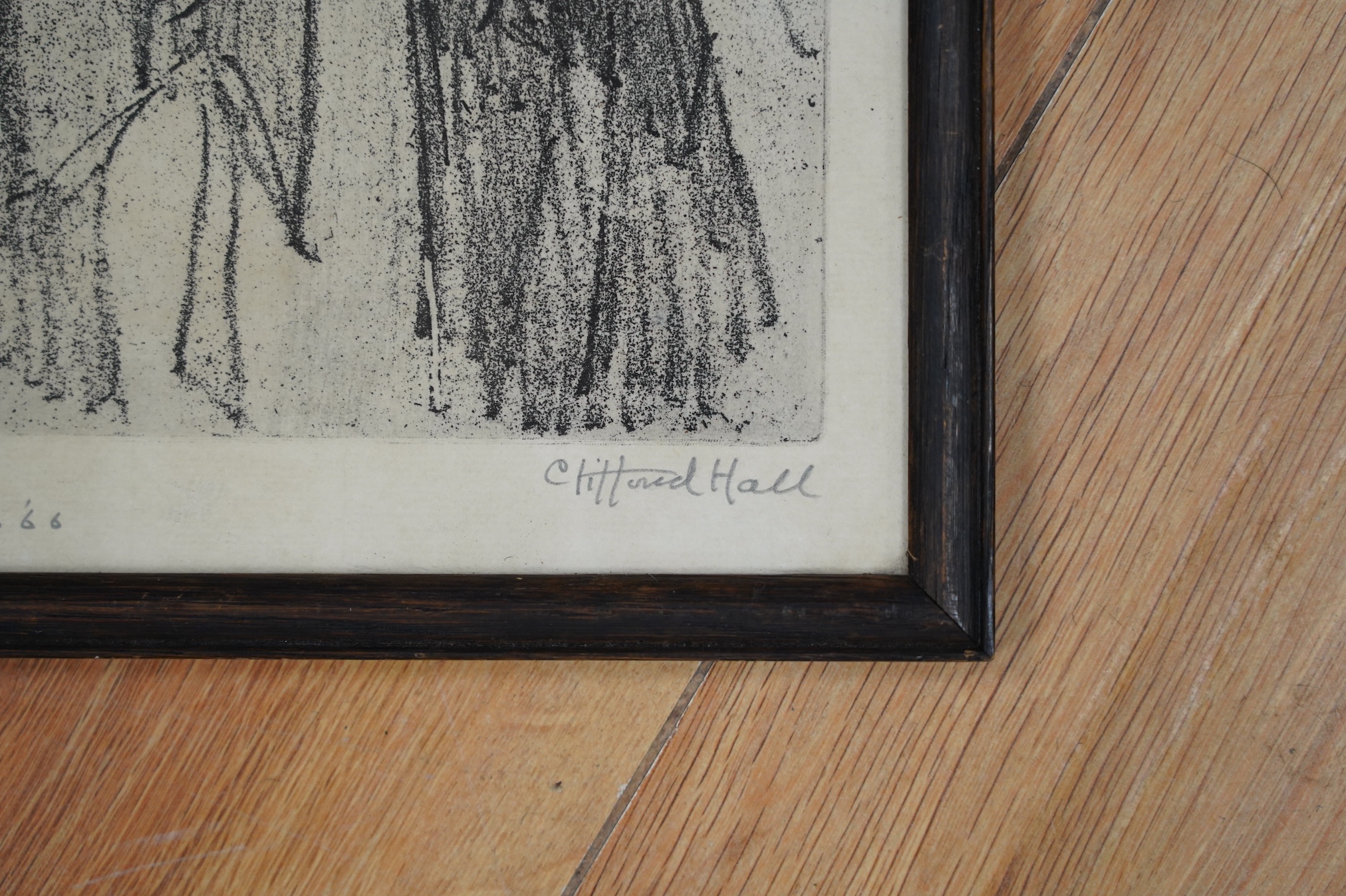 Clifford Hall (1904-1973), etching, Study of a clown 'Fred Boston', signed, inscribed and dated '66, 38 x 22cm. Condition - good